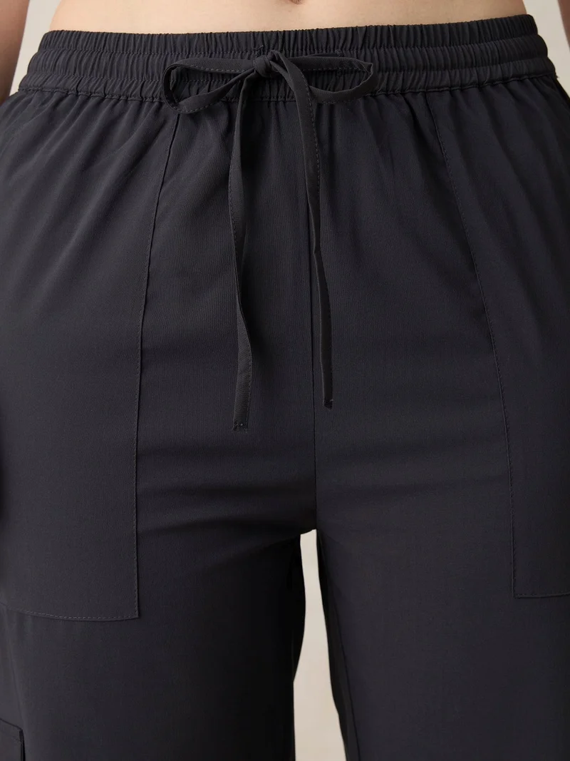 Outzidr  Grey Stylized Cargo pants for Women | Best Price UAE